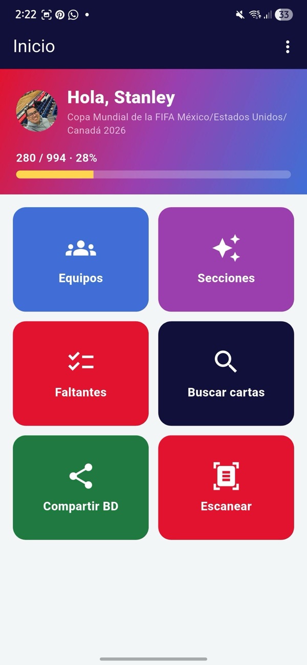 Pantalla de inicio con el avance del álbum